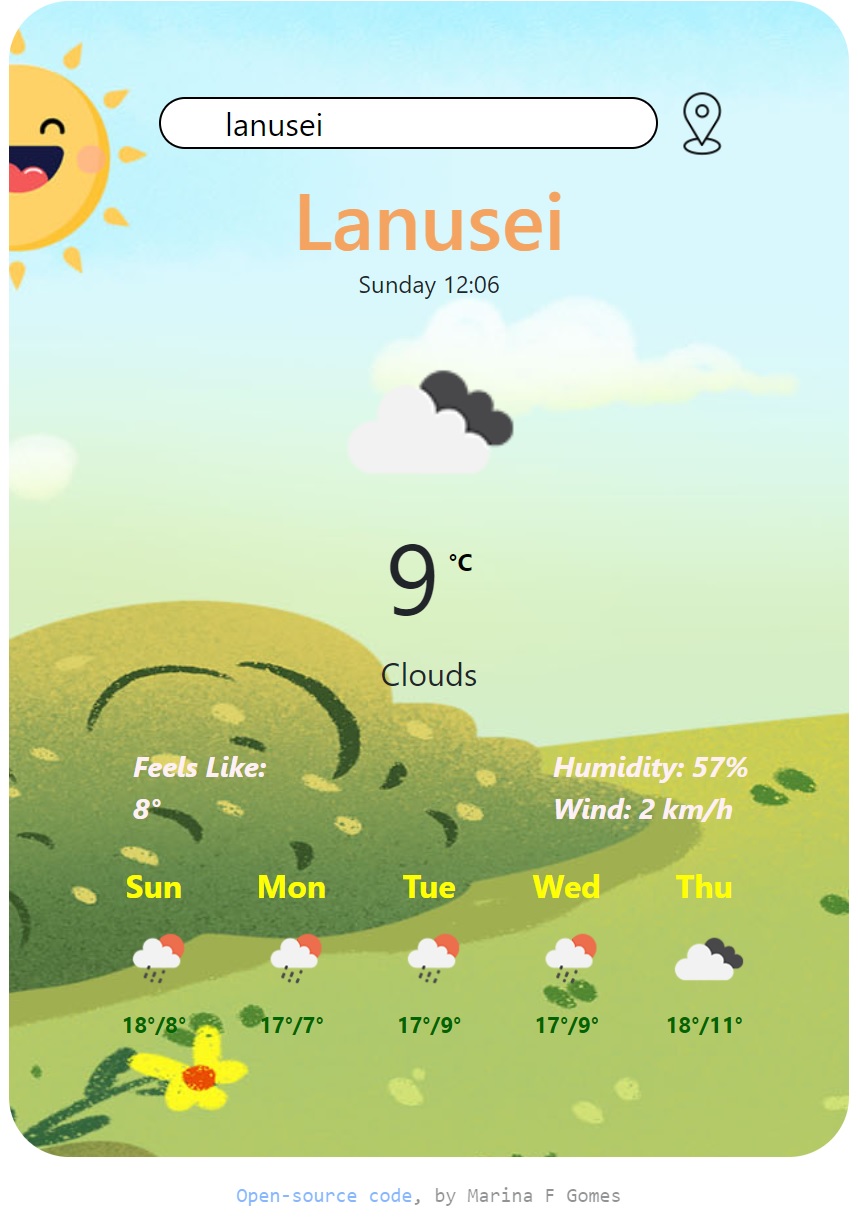 image of the weather app
